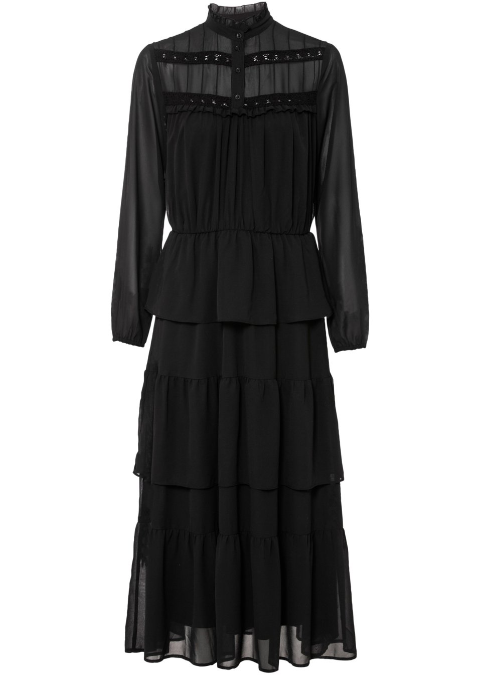 Robe longue en chiffon à volants