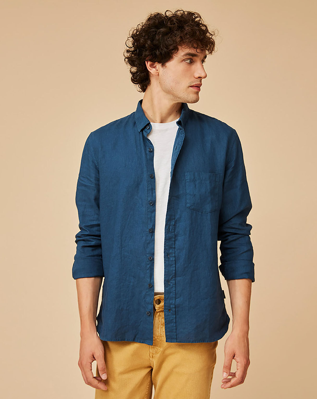 Harris Wilson Chemise Slim Fit 100% Lin Bernardin amiral