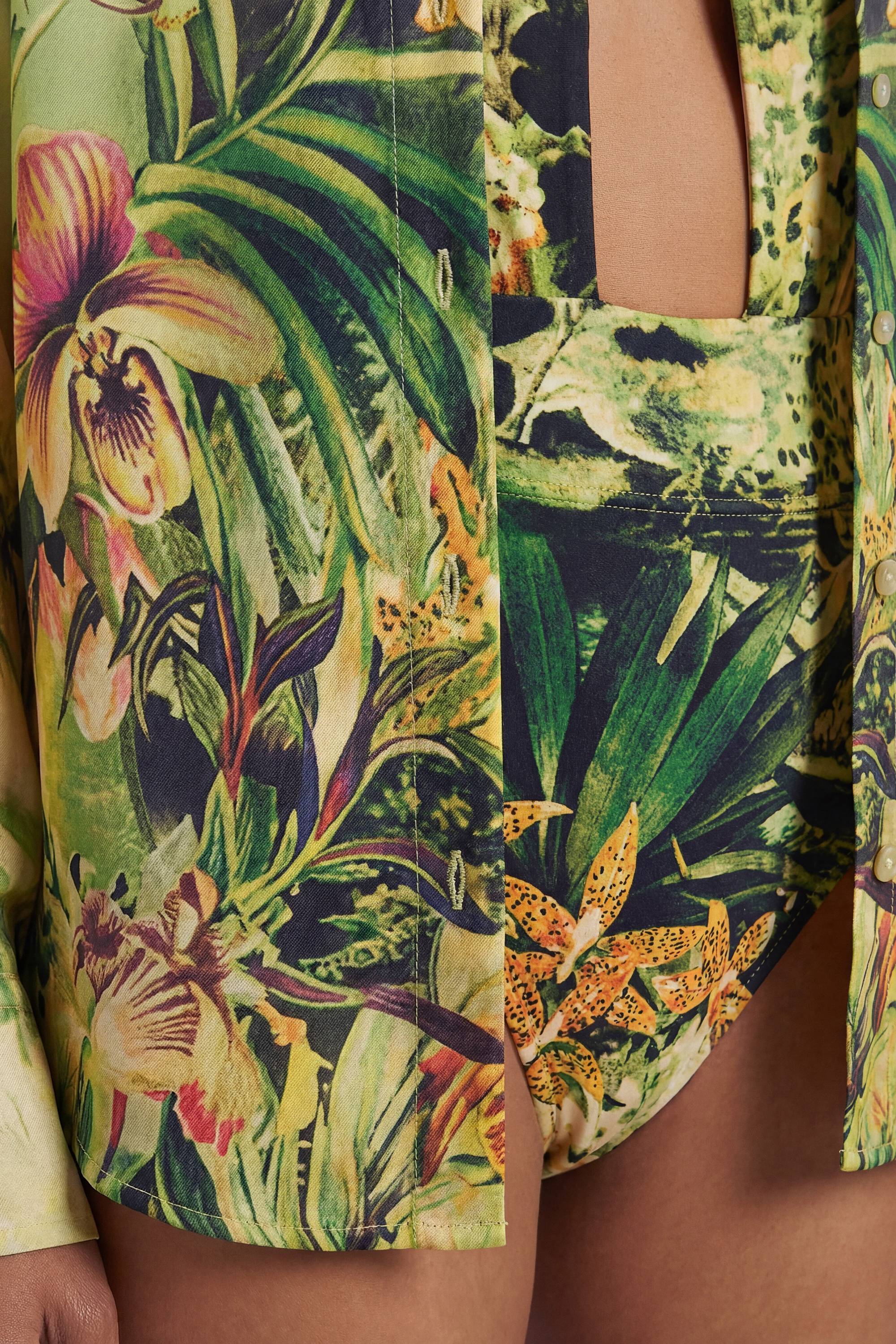 KarenMillen Chemise De Plage En Viscose Filée À Motif Tropical