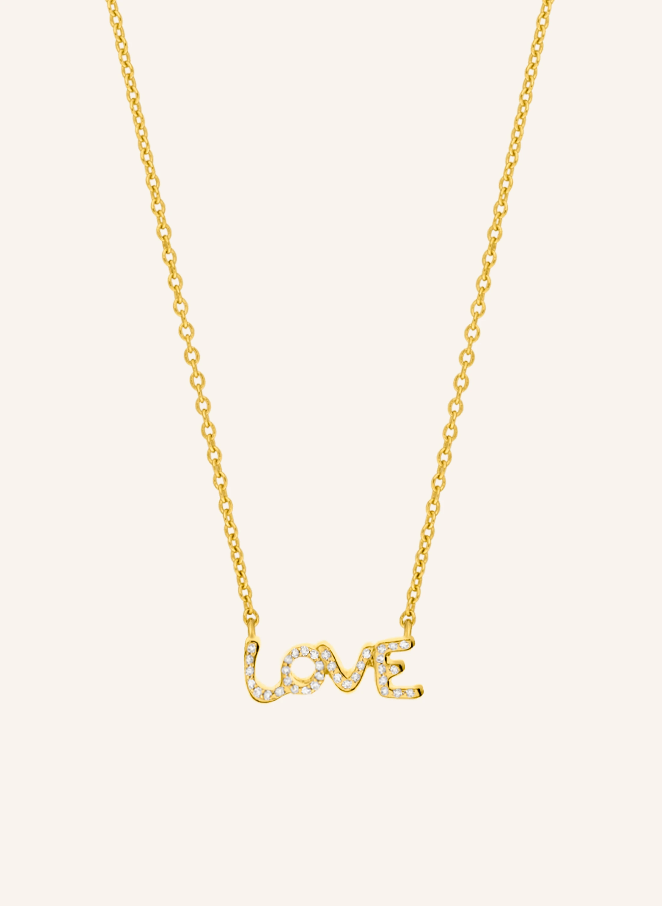 Leaf Halskette TINY LOVE aus 14 Karat Gelbgold mit Diamanten