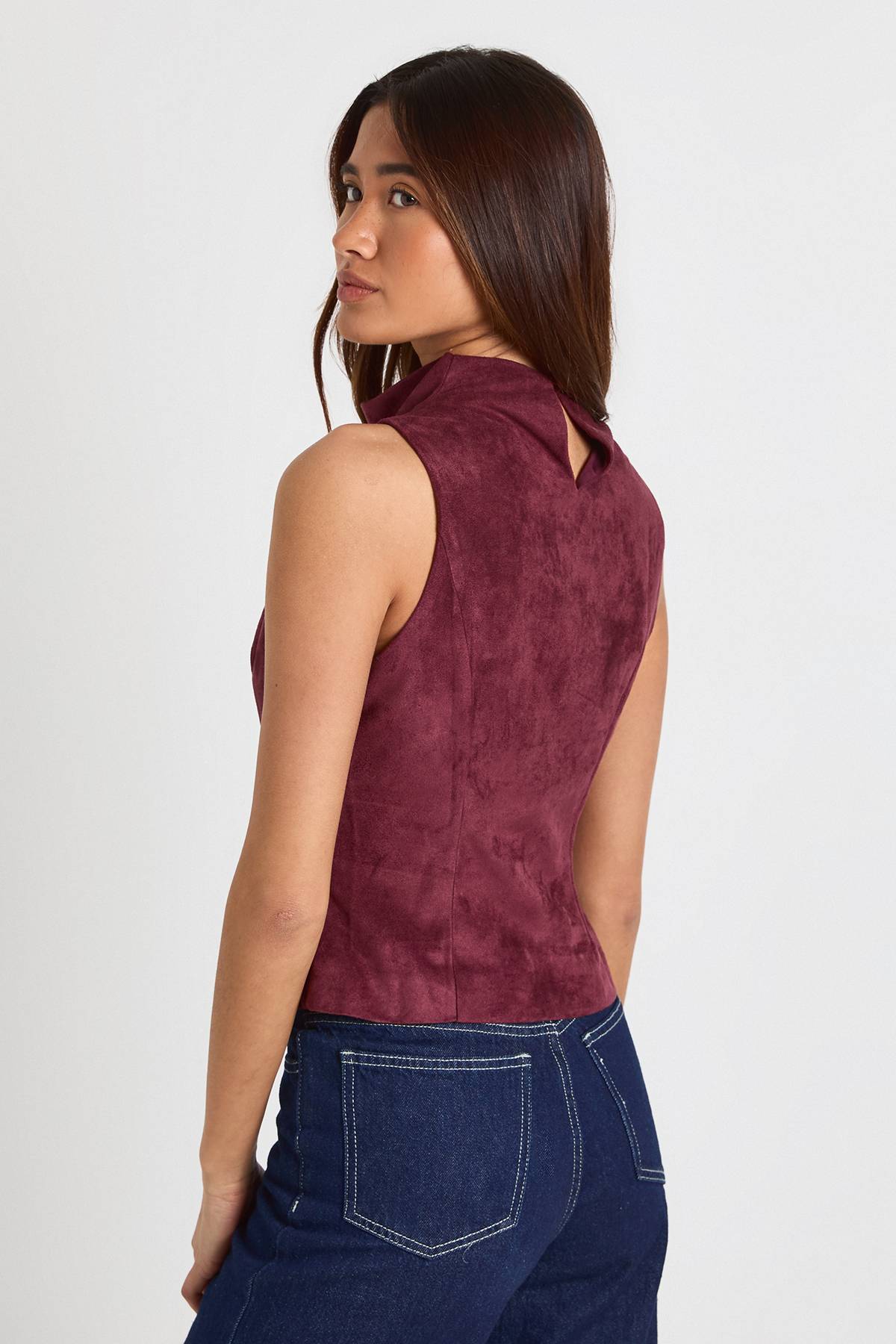 boohoo Haut Col Montant Drapé En Synthétique