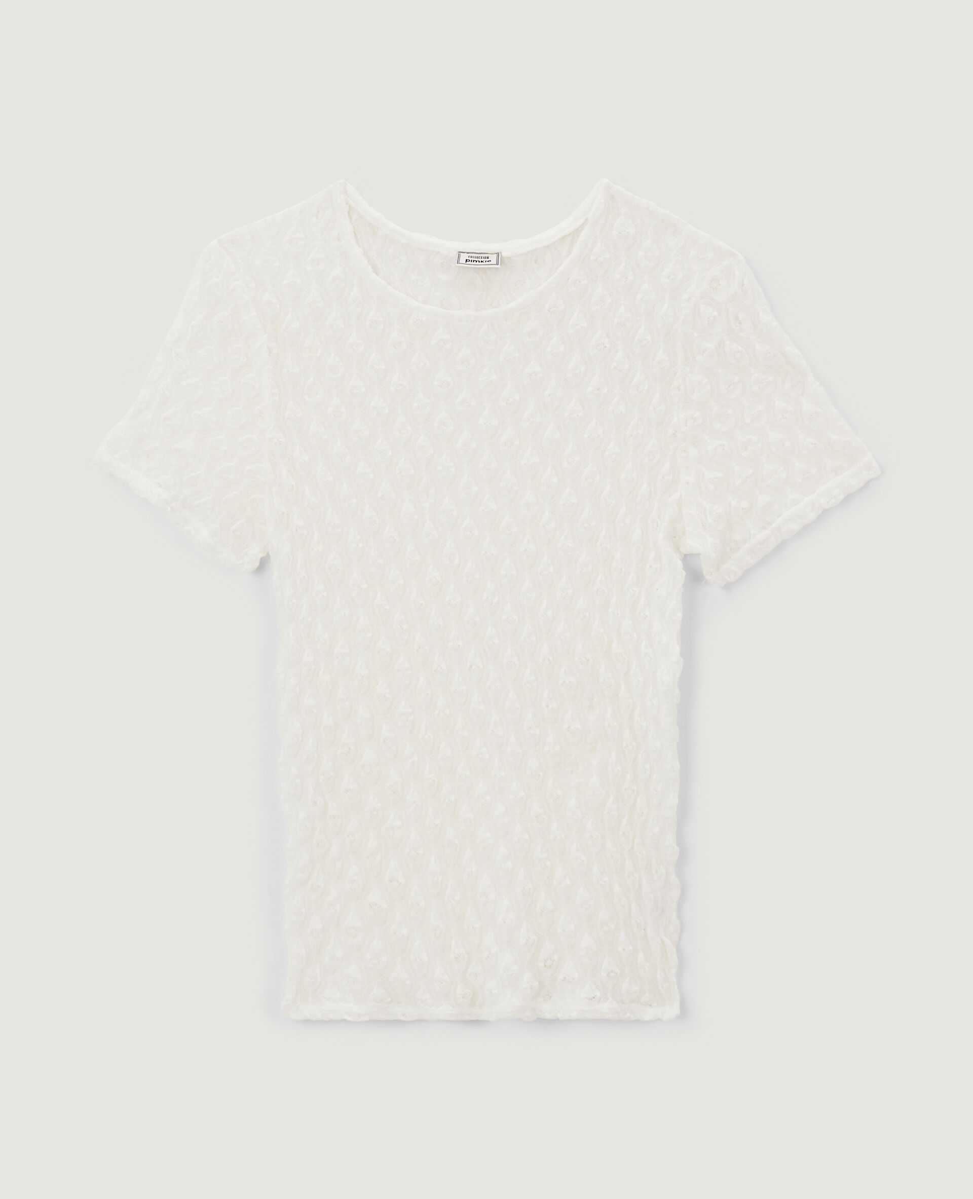Top en dentelle tissu reliefé - Blanc