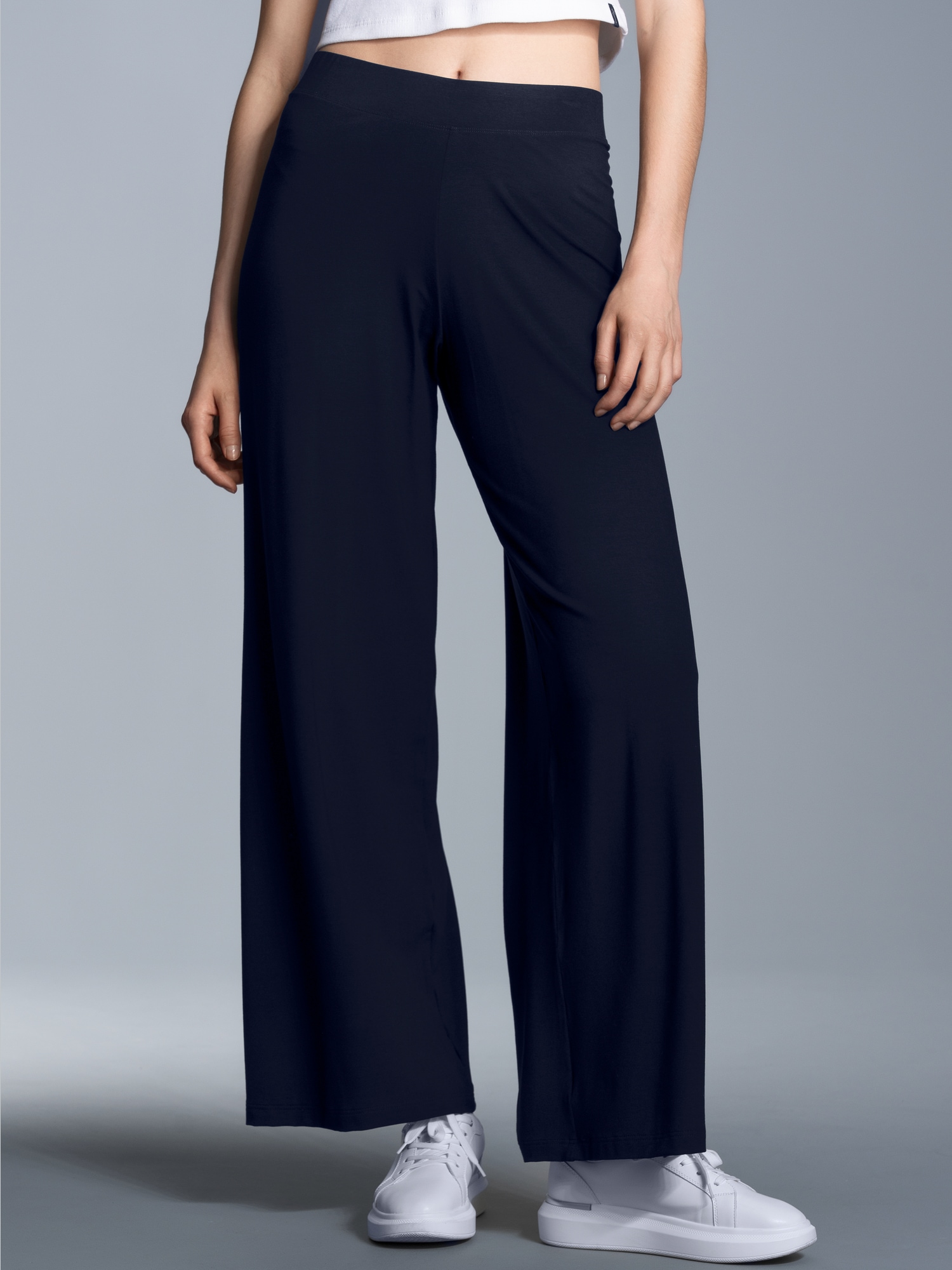 Freizeithose mit weitem Bein Navy