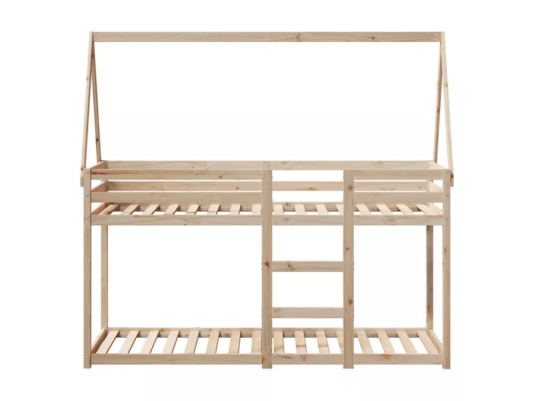 Lit superposé avec toit 90x200 cm bois de pin massif