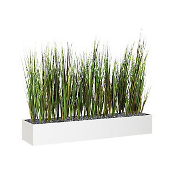 Jardinière artificielle basse - Composition florale en herbes - Blanc