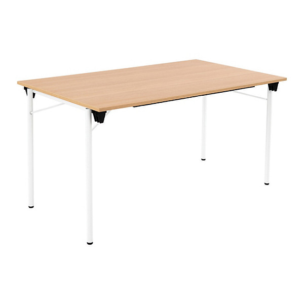 Table pliante Budget multiples usages rectangle L. 140 x P. 80 cm - Plateau Chêne - pieds Blanc