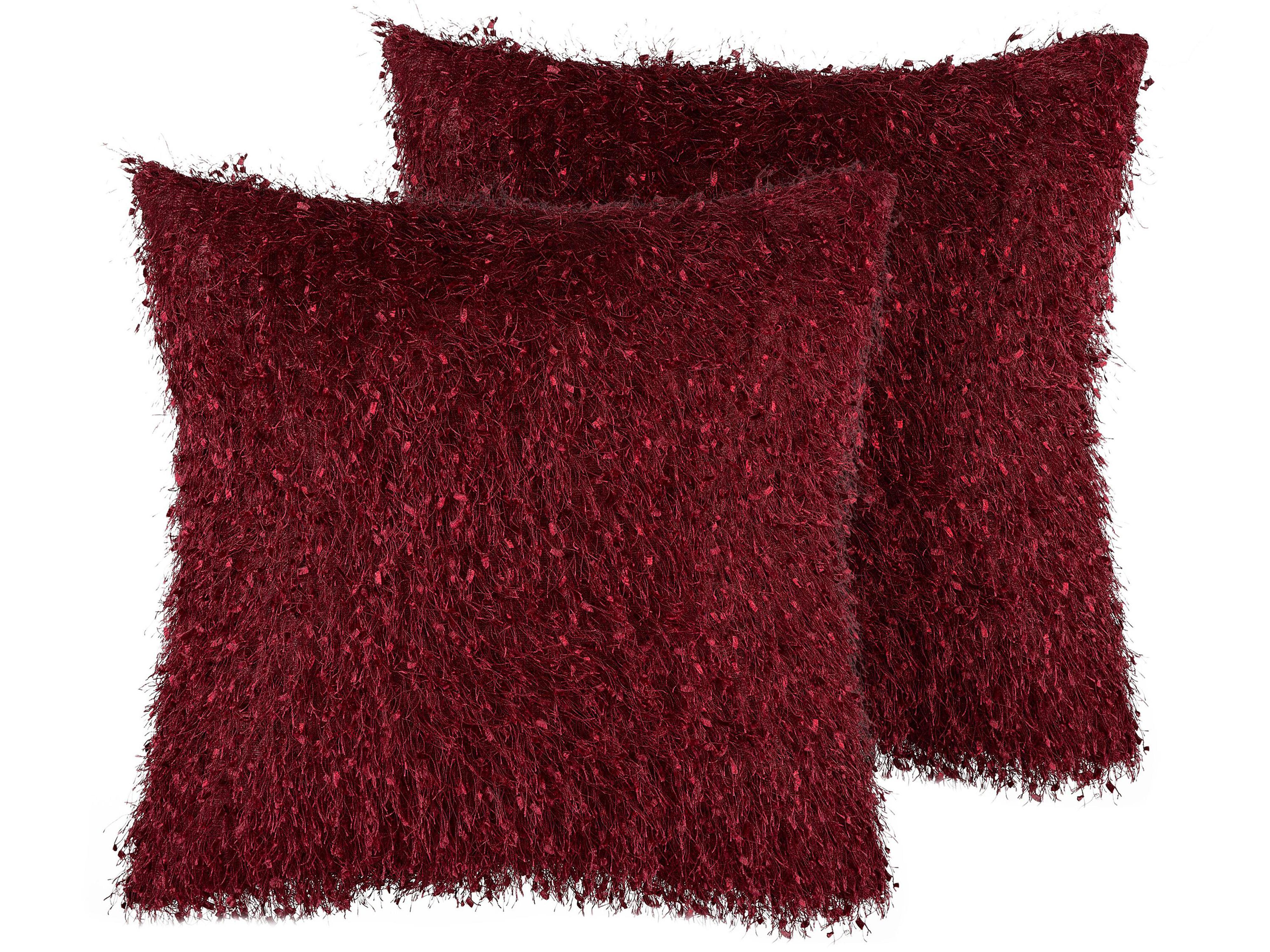 Set van 2 sierkussens HELLEBORE 45 x 45 cm Donkerrood effen