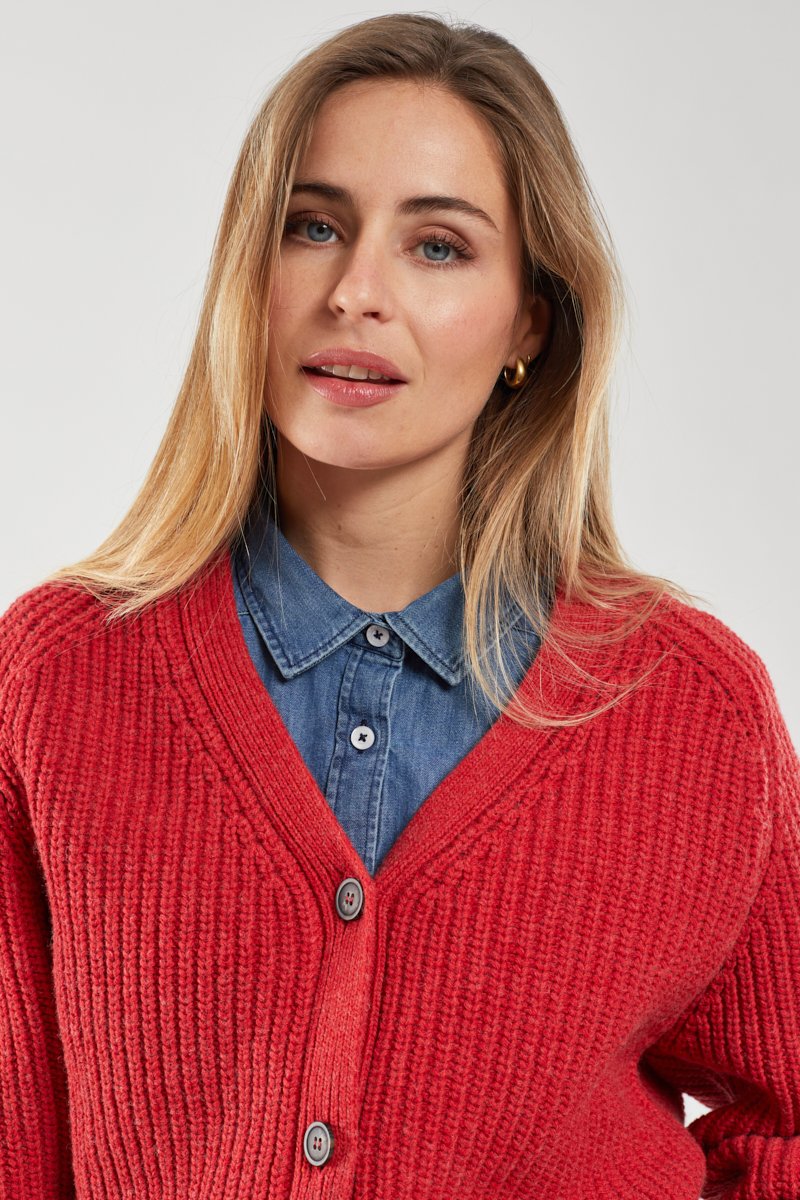 Gilet côte perlée - laine