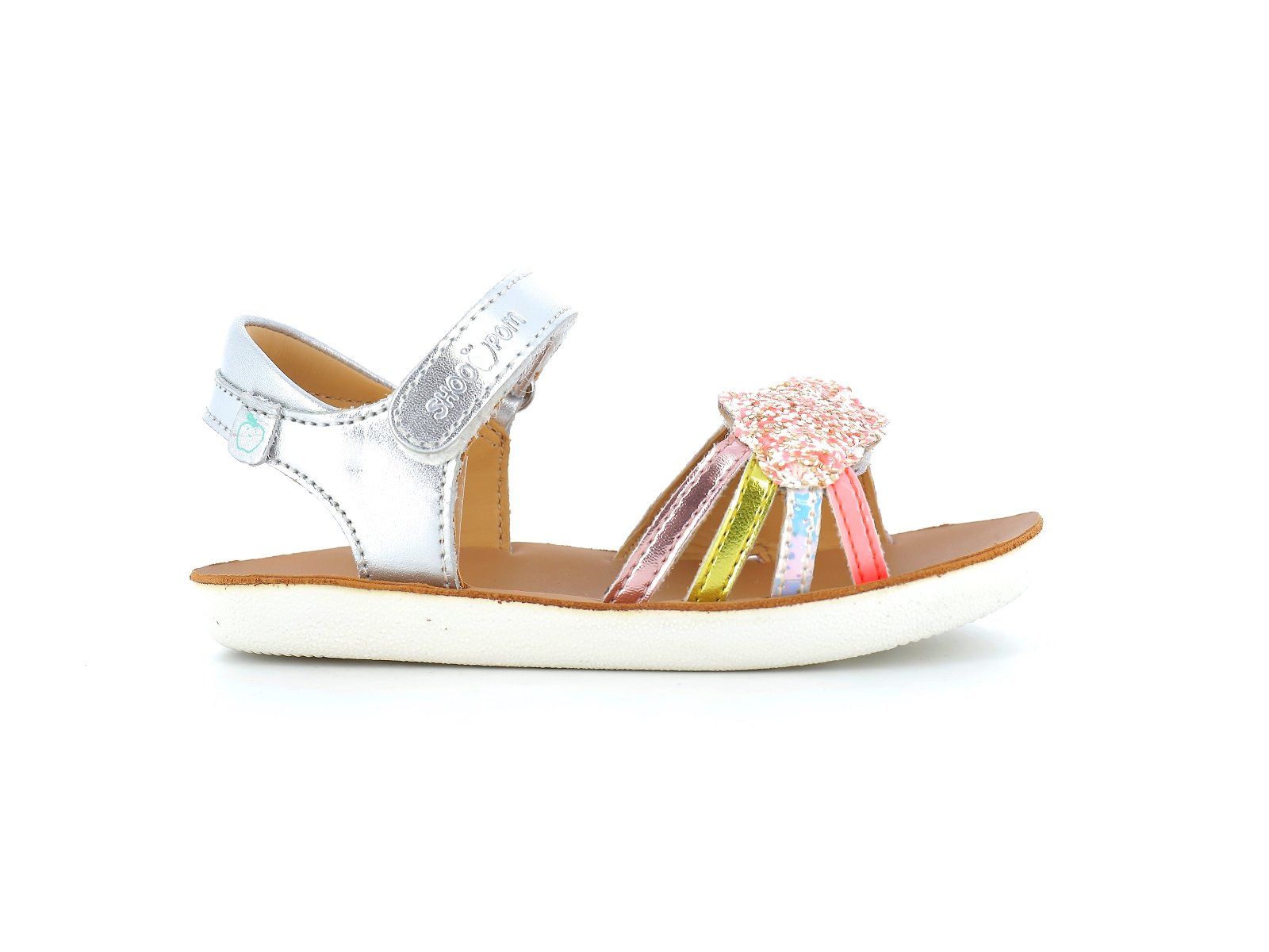 Shoopom-GOA MULTI Cuir Argent-Orange