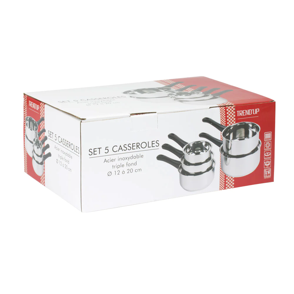 Série de 5 casseroles 12 - 20 cm inox Trend'up