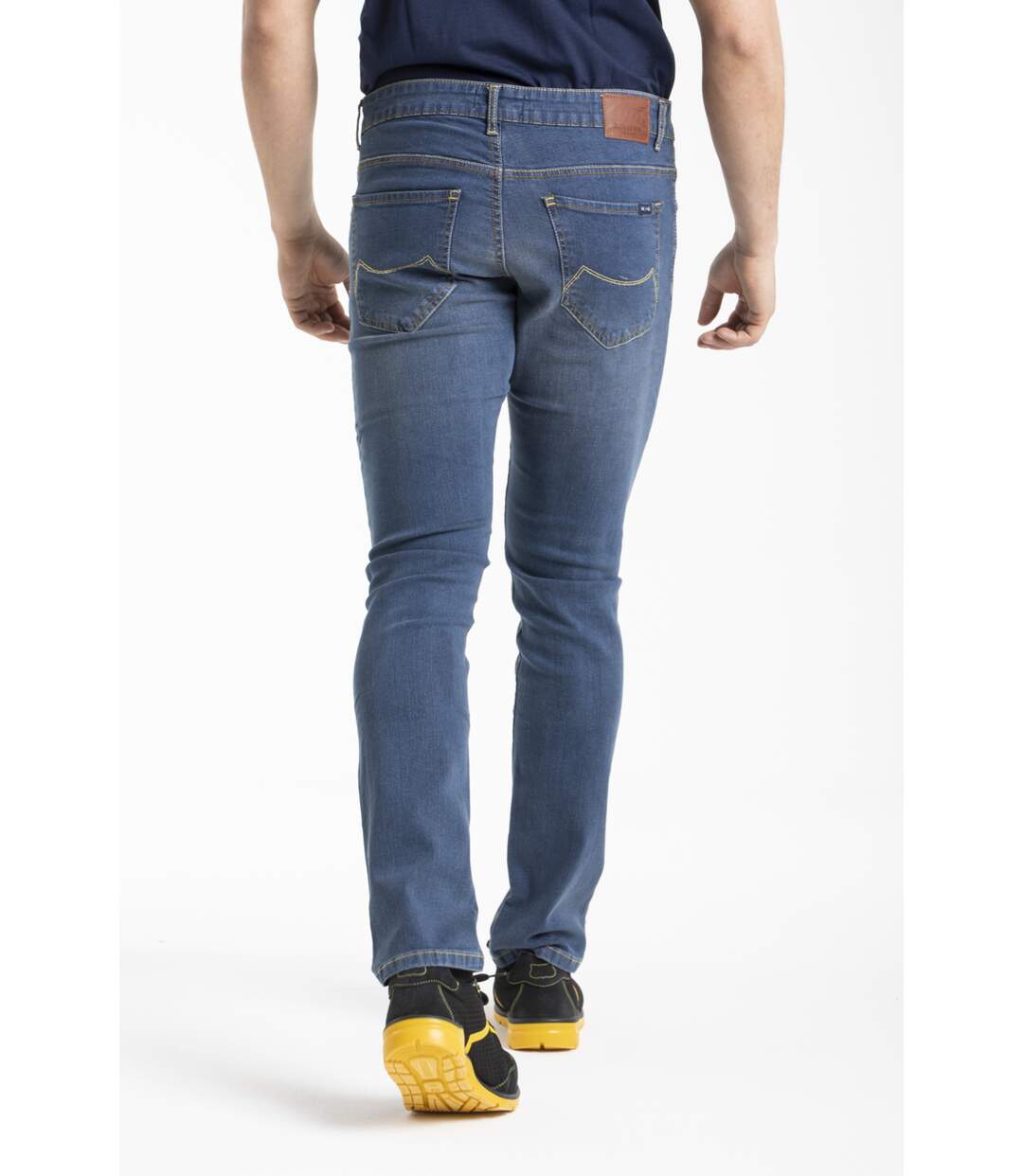 Jeans de travail coupe droite ajustée stone brossé stretch DENIM