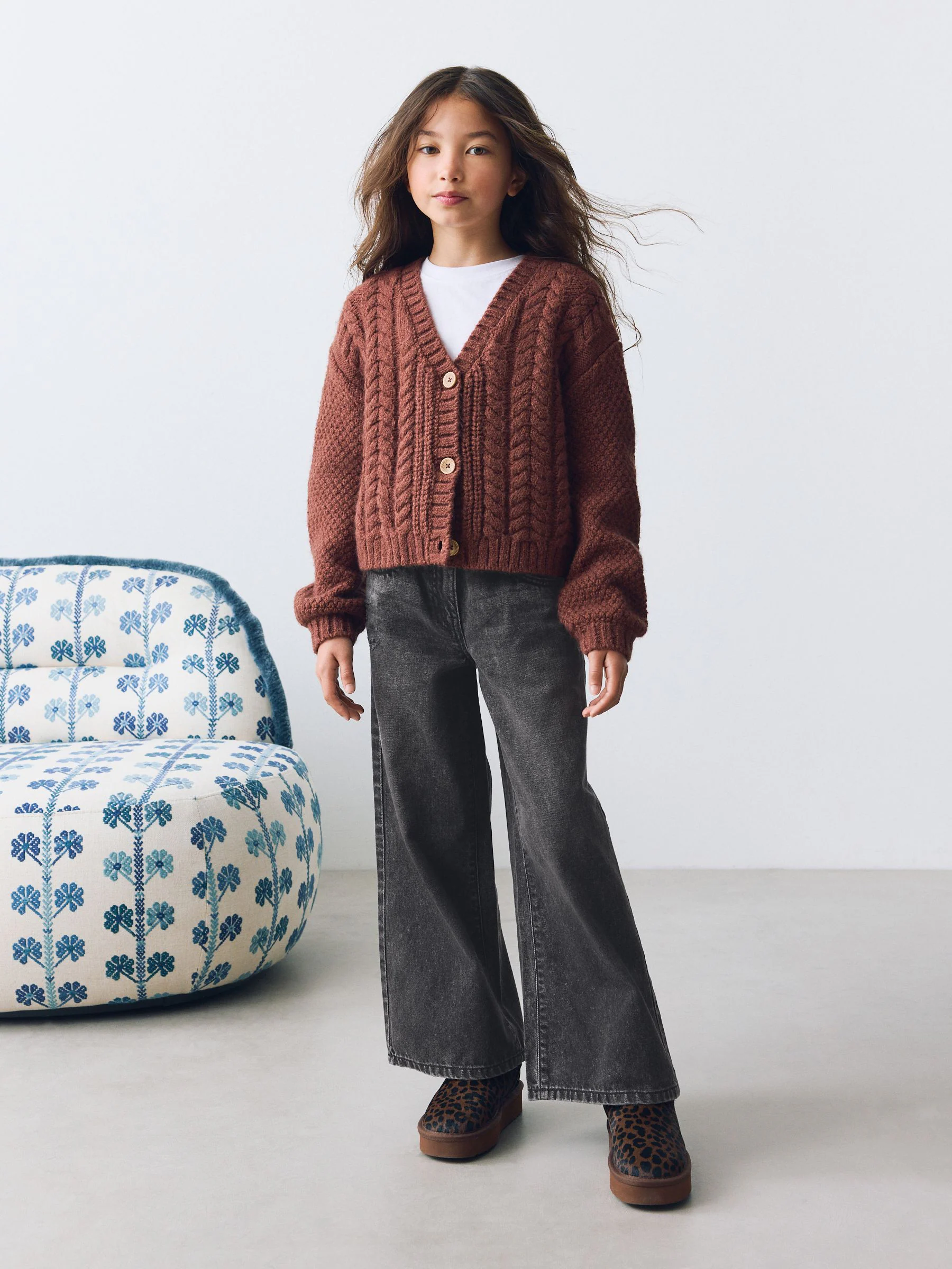 Zwarte wassing - Jeans met extra wijde pijpen (3-16jr)