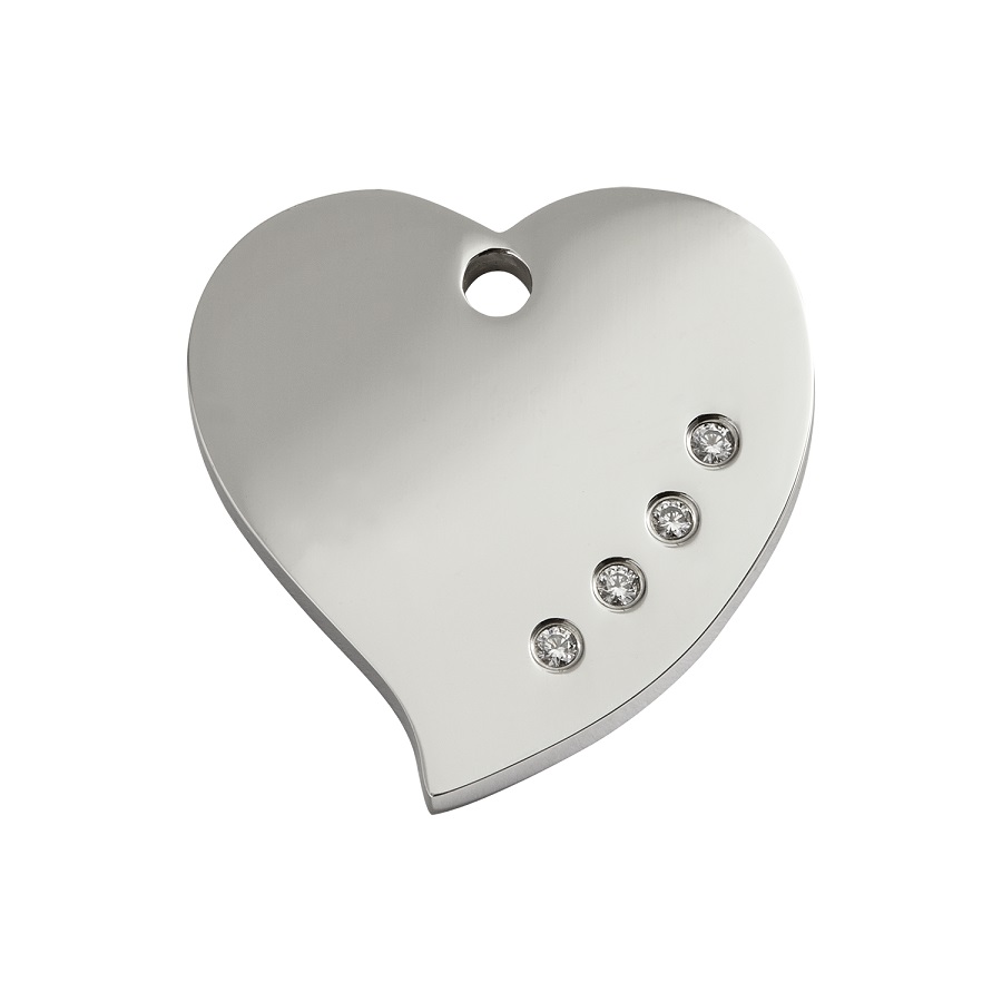 Placa de identificação para cães em formato de coração de diamante