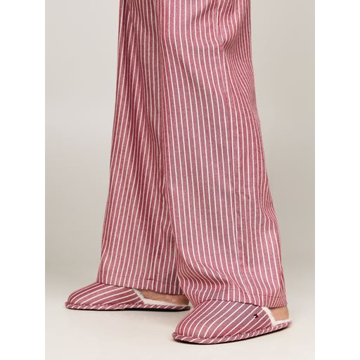 Tommy Hilfiger Flannel Pyjamassæt, Ivory/Pinstripe Rouge, L