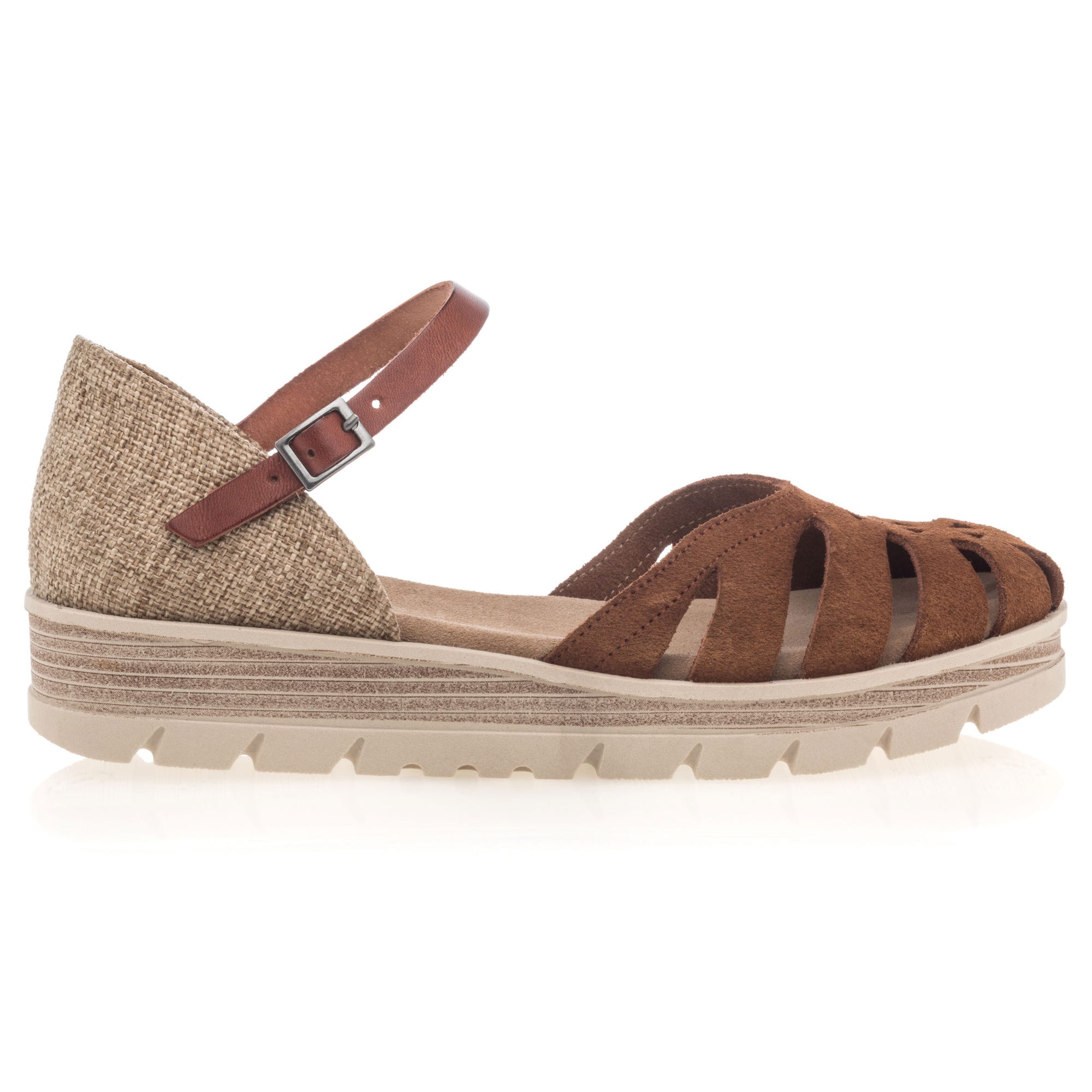 Sandales Femme en cuir cognac