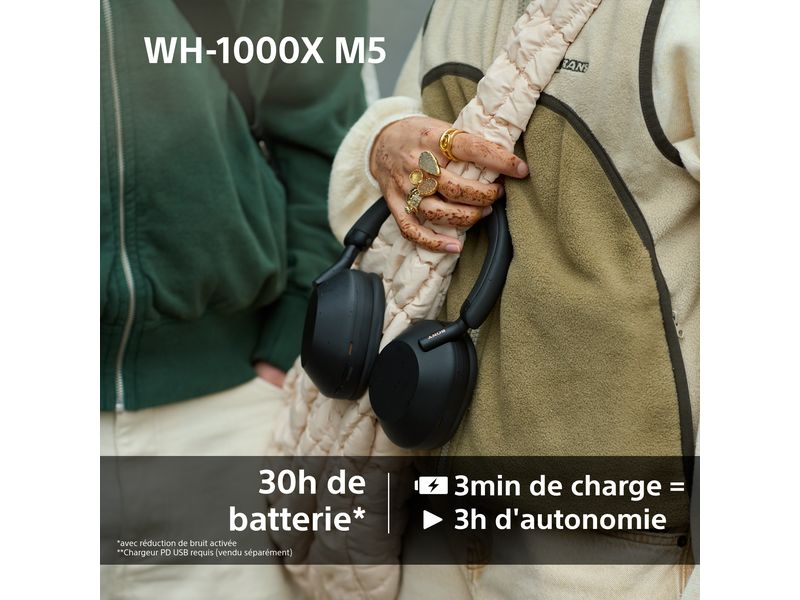 Sony Wireless Over-Ear-Kopfhörer WH-1000XM5 Schwarz Kabellose Kopfhörer mit Noise Cancelling