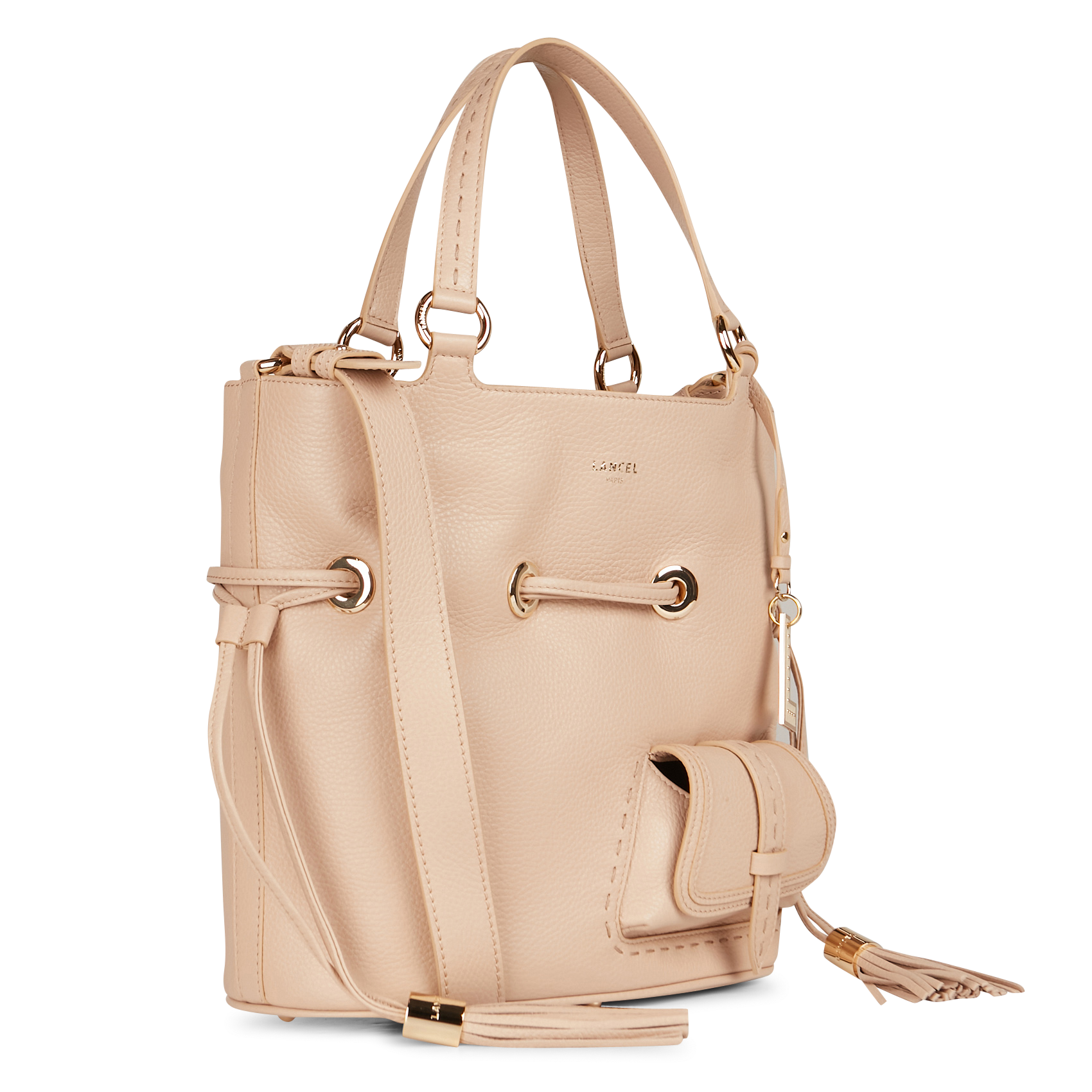 Sac seau en cuir grainé | Beige