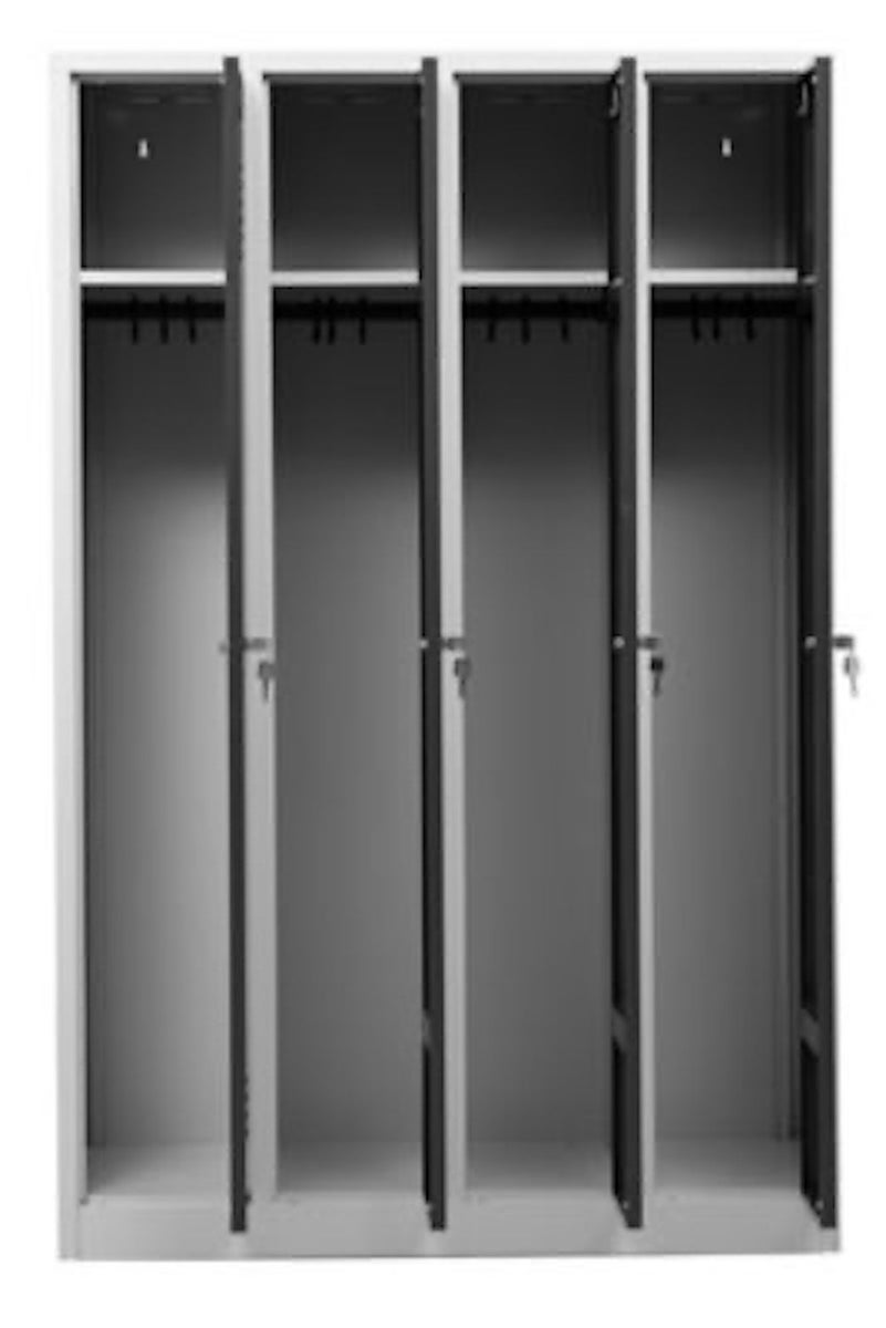 PROREGAL Garderobekast Camel 4 compartimenten HxBxD 180 x 117 x 50 cm Cilinderslot Grijs-Antraciet