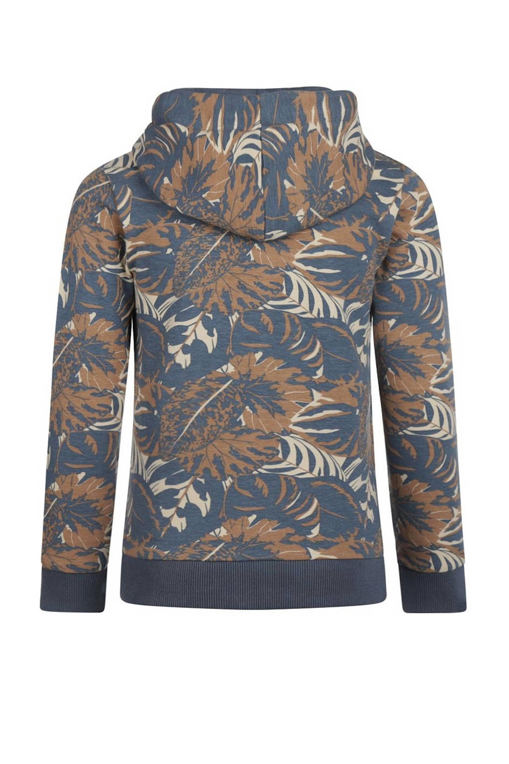 Koko Noko sweater met bladprint blauw