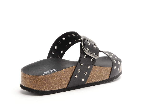 Plakton mules et sabots plats femme met rock noir