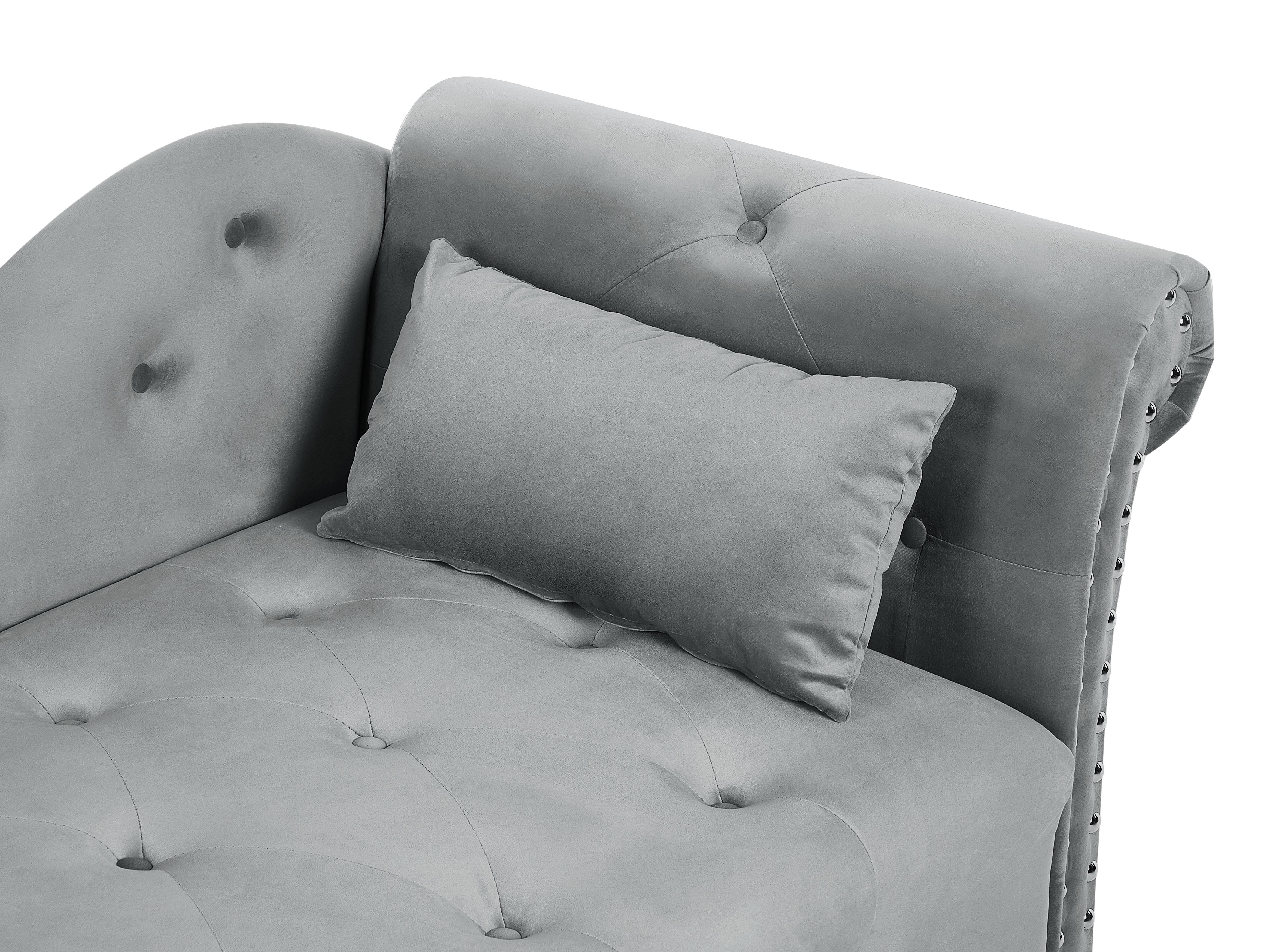 Rechtszijdige chaise longue IVRY Fluweel Grijs