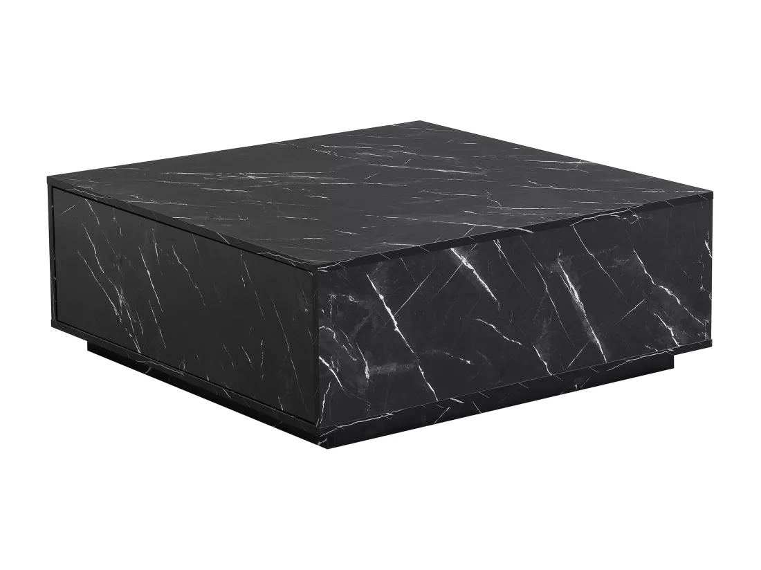 Table basse avec 2 tiroirs en MDF - Effet marbre noir - ANTRIM de Pascal Morabito