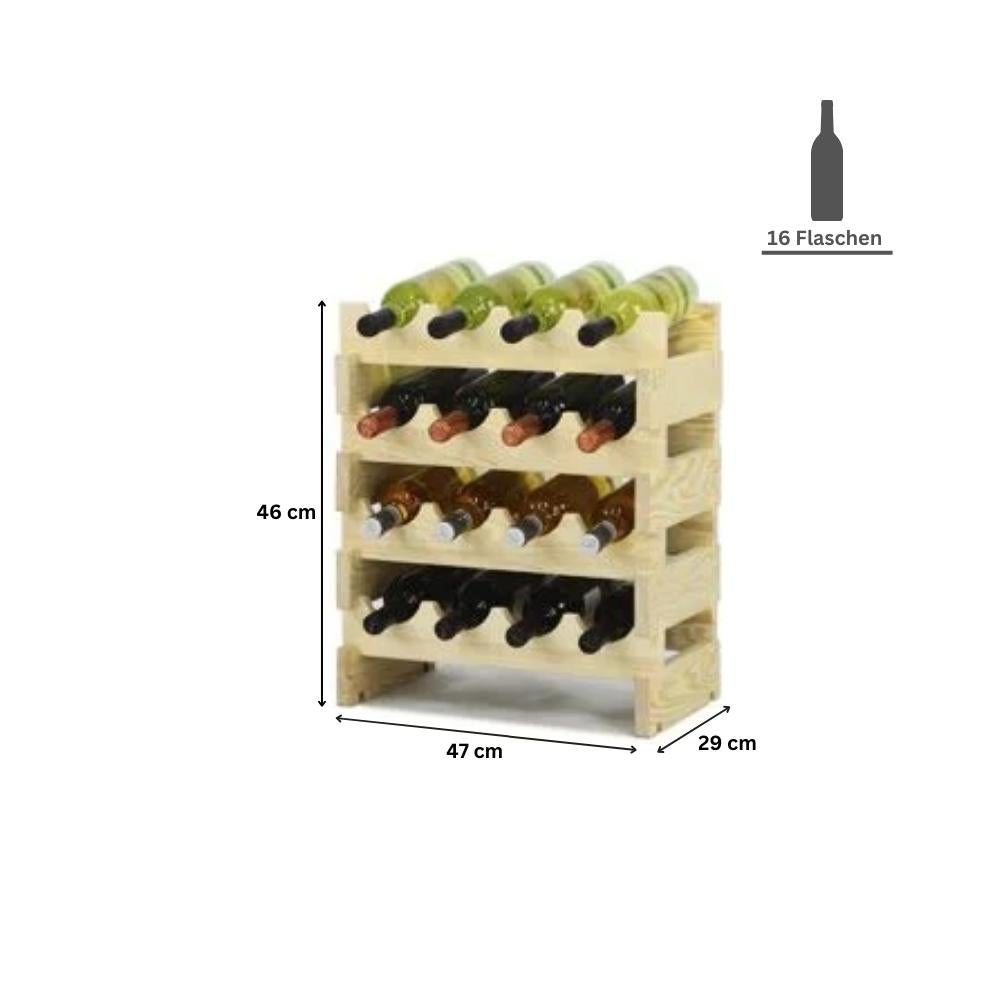 PROREGAL Wijnrek Vinoteca Flex HxBxD 46 x 47 x 29 cm 16 Flessen Massief grenenhout Bruin Geolied