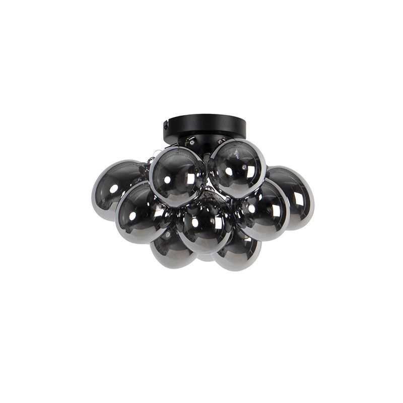 Design plafondlamp zwart met smoke glas 3-lichts - Uvas