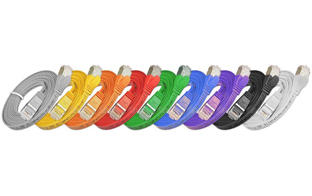 Slimpatchkabel RJ-45 - RJ-45, Cat 6, STP, 3 m, GrünGeschirmtes Twisted-Pair-Kabel (STP) mit Klinkenschutz