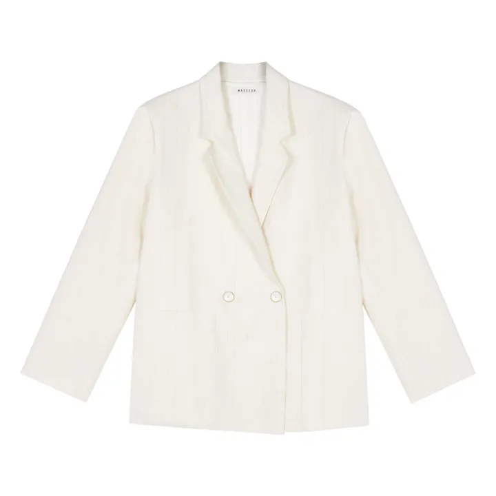 Masscob Veste Avalon Rayures Coton et Soie | Ecru