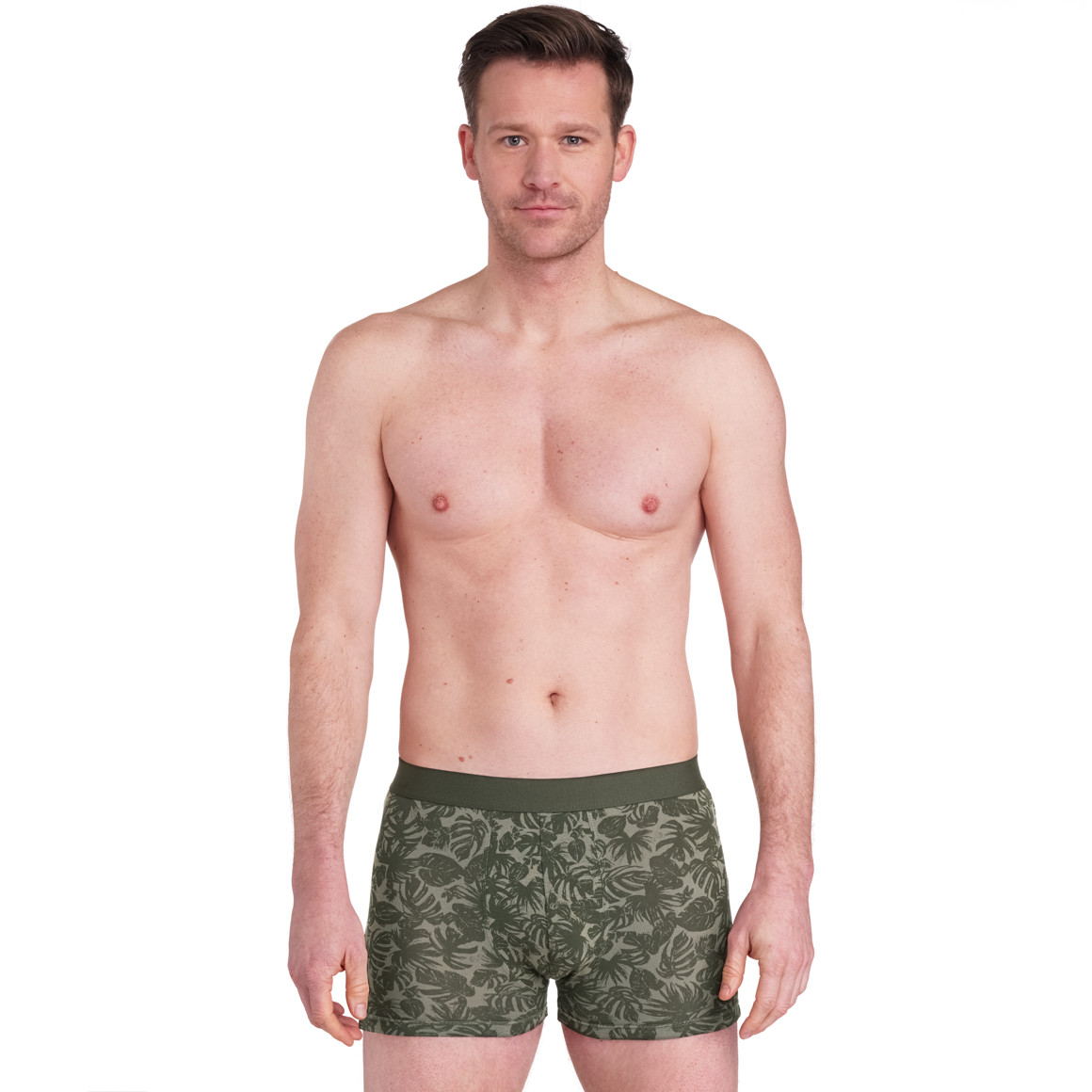 VanVaan Herren Retroshorts mit Blättern allover dunkelgrün