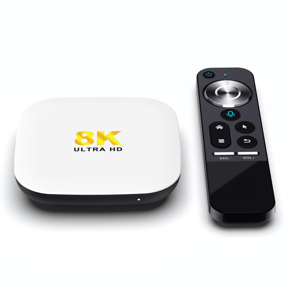 4GB RAM 8K@60fps Android 13.0 Smart TV Box Internet WiFi Streaming (2.4/5GHz) HDMI 64GB ROM Media Player mit Fernbedienung - Weiss