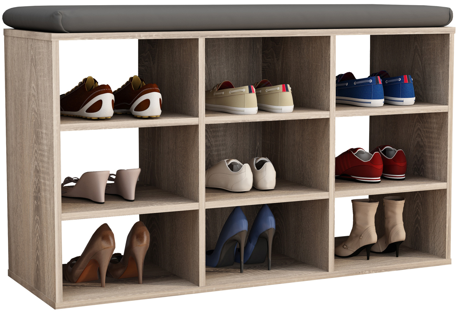 Schuhbank HINSOL XS - Sonoma Eiche - 9 Fächer