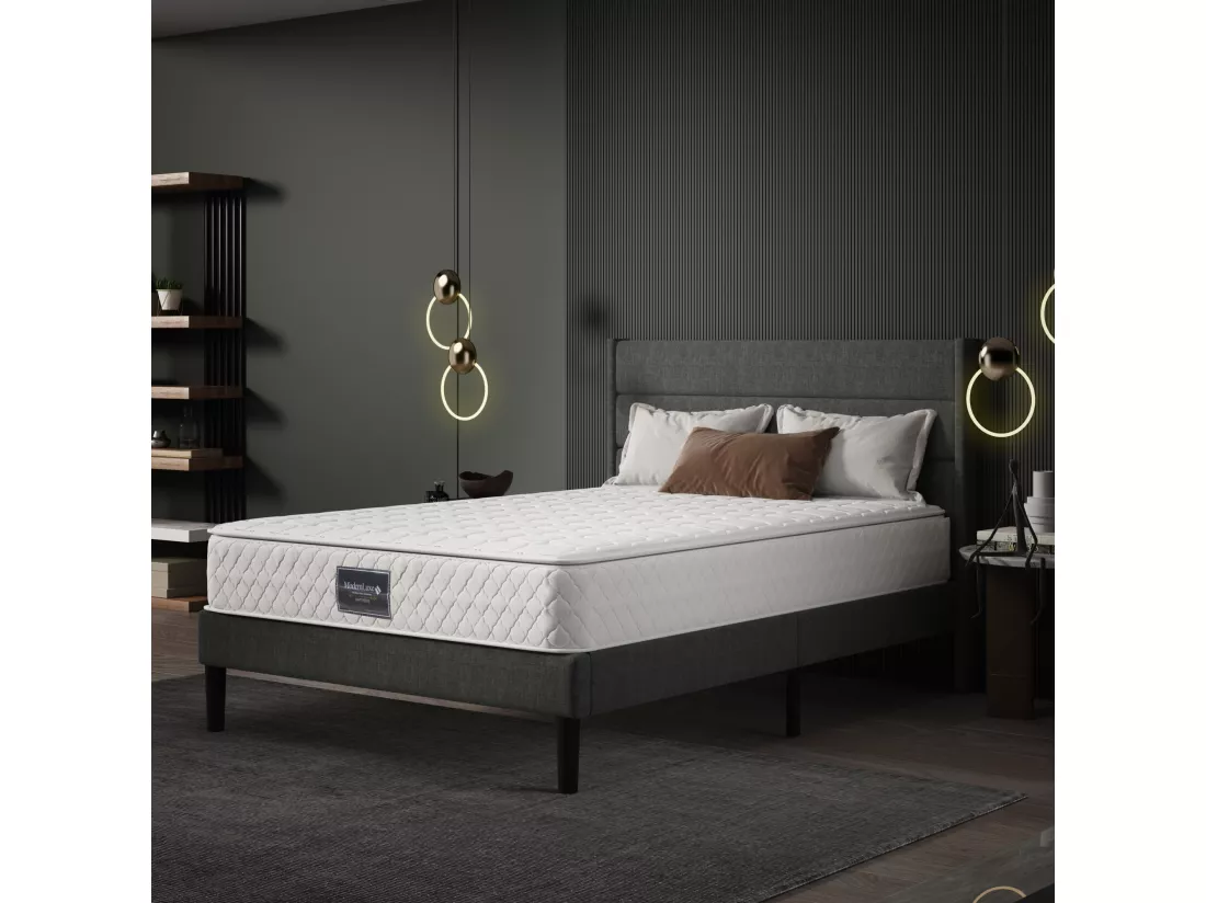Matelas à ressorts 90x200 cm mousse ép.25 cm - dureté H3 - housse matelassée en microfibre - Blanc