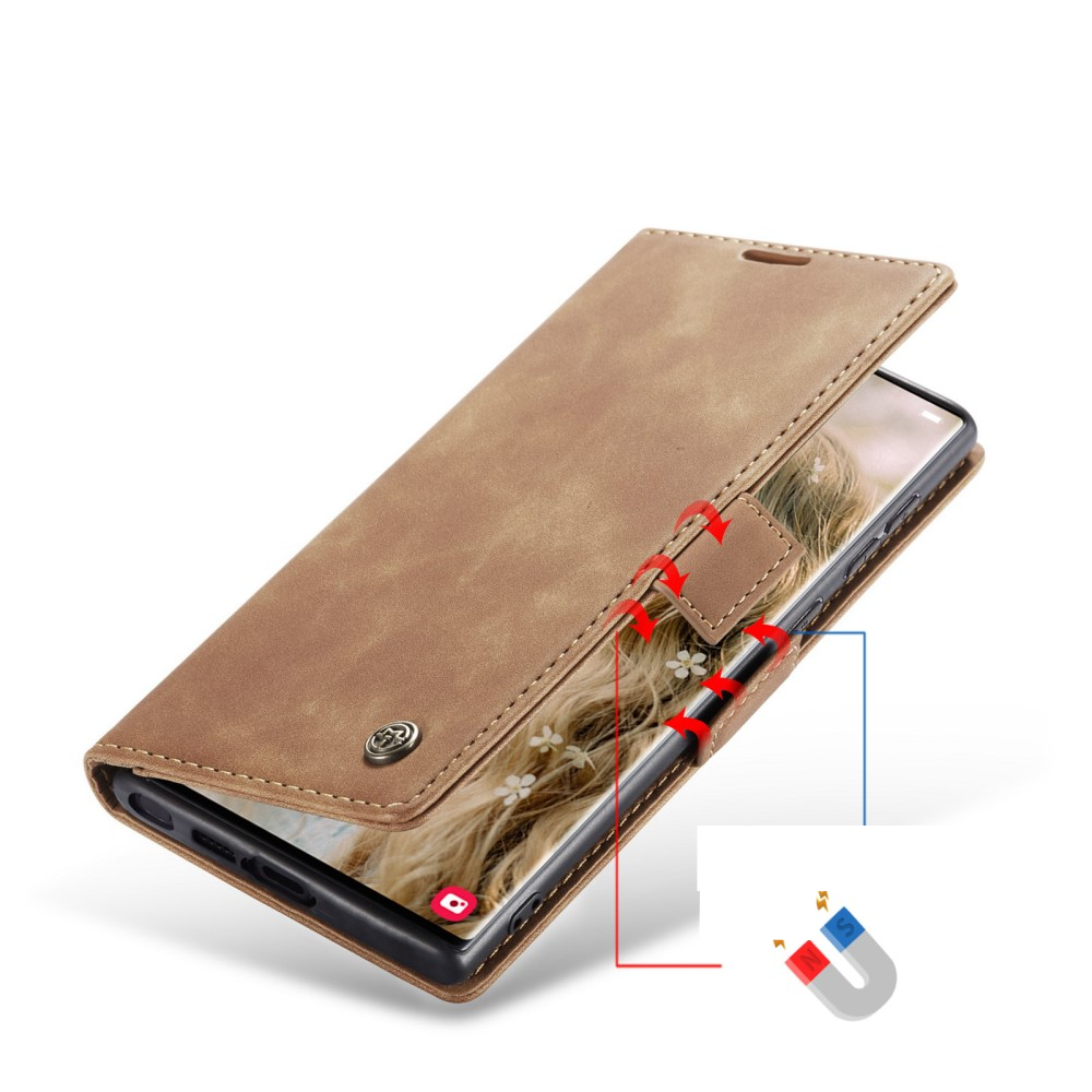 Samsung Galaxy S23 Ultra 5G Leder Tasche Flip Wallet Etui mit Kartenfächern - Hellbraun