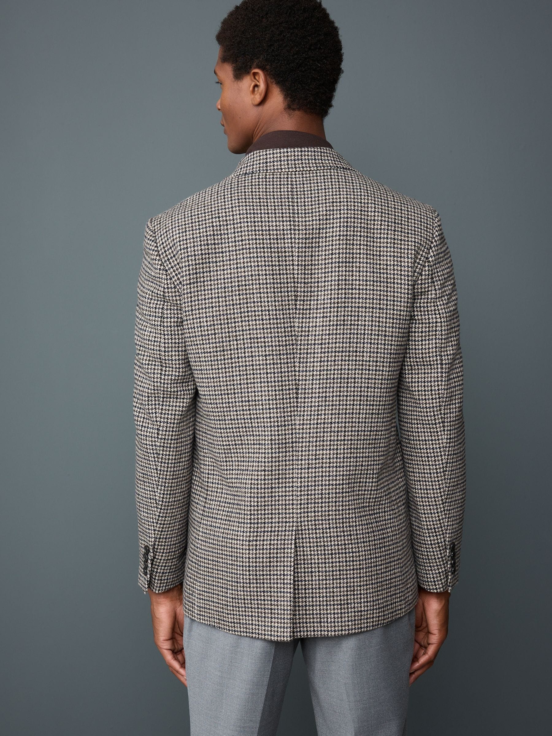 Grijs - Slim Fit Dogtooth Blazer