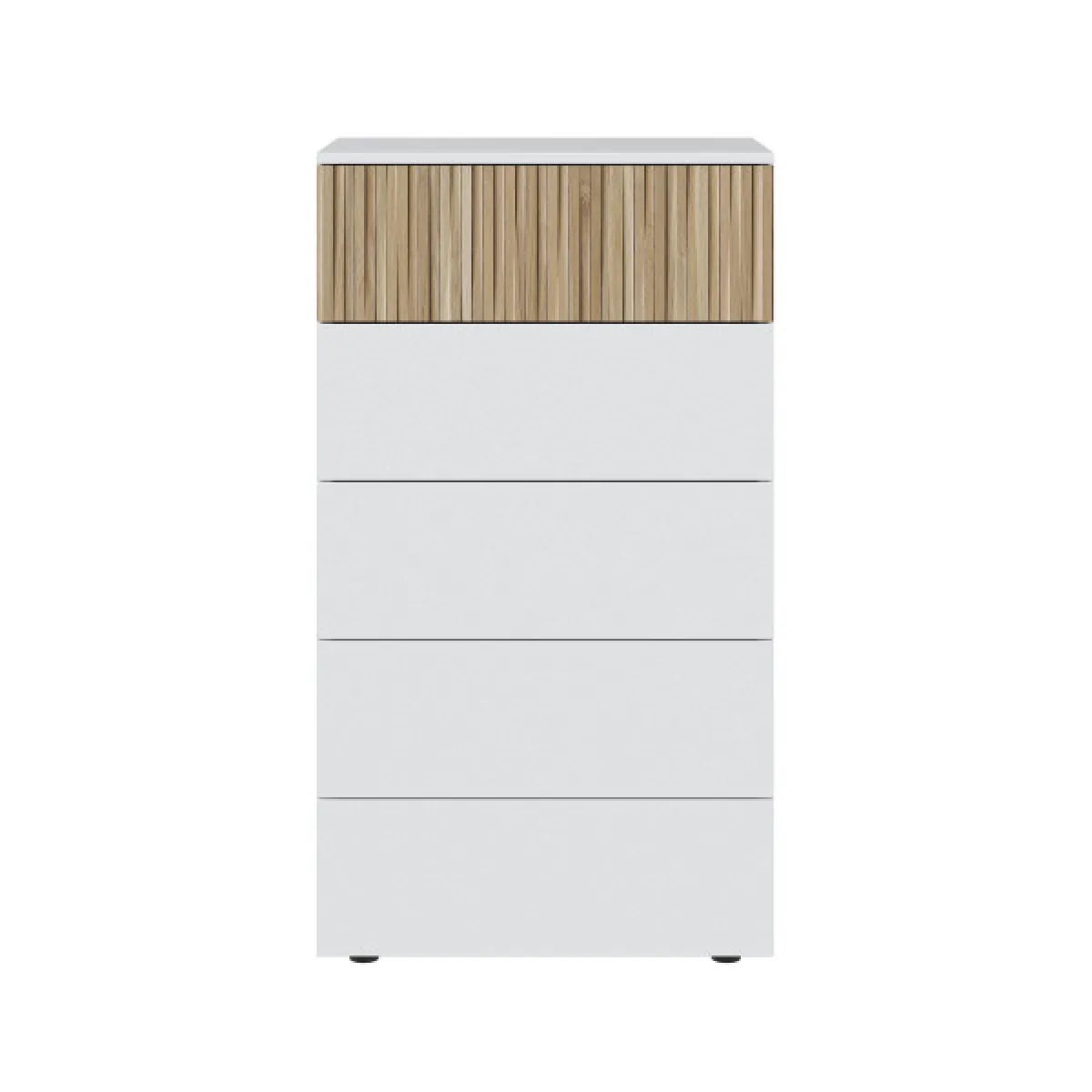 Dansmamaison Commode 5 tiroirs - Blanc/Bois clair