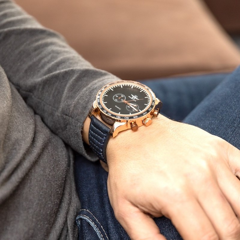 Montre Homme M. JOHN bracelet Cuir Noir