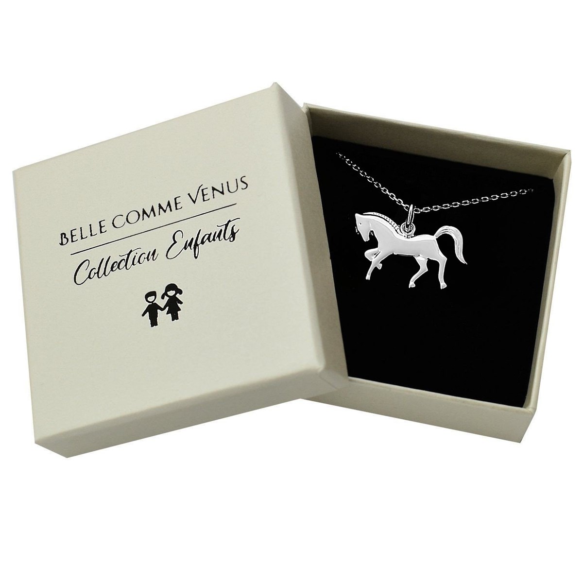 Collier cheval étalon au galop Argent 925 Rhodié