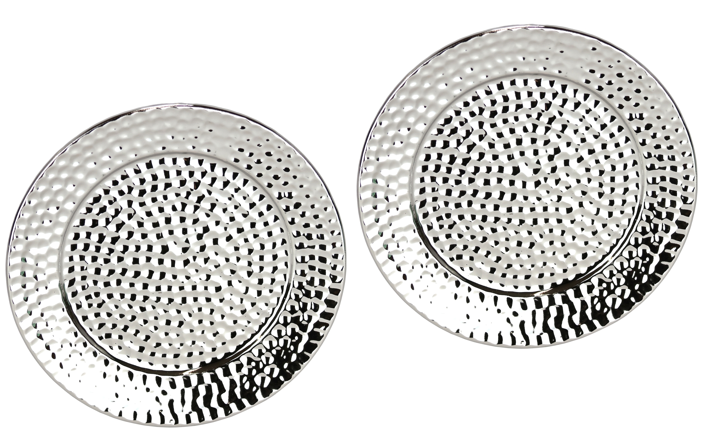 I.GE.A. Dekotablett »Keramik-Schale rund« 2er Set Dekoschale silber Tablett Weihnachtsdeko Deko Advents-Tablett