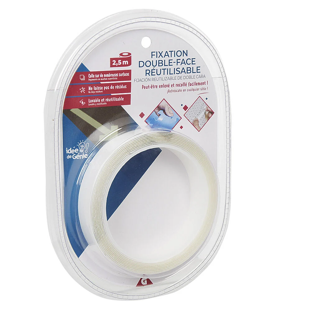 Adhésif double face réutilisable 2,5 m