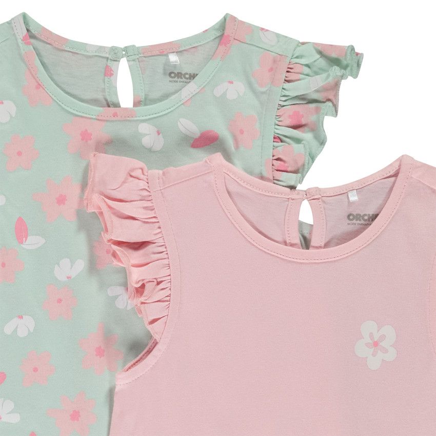 Lot de 4 t-shirts manches courtes volantées pour bébé fille - Blanc
