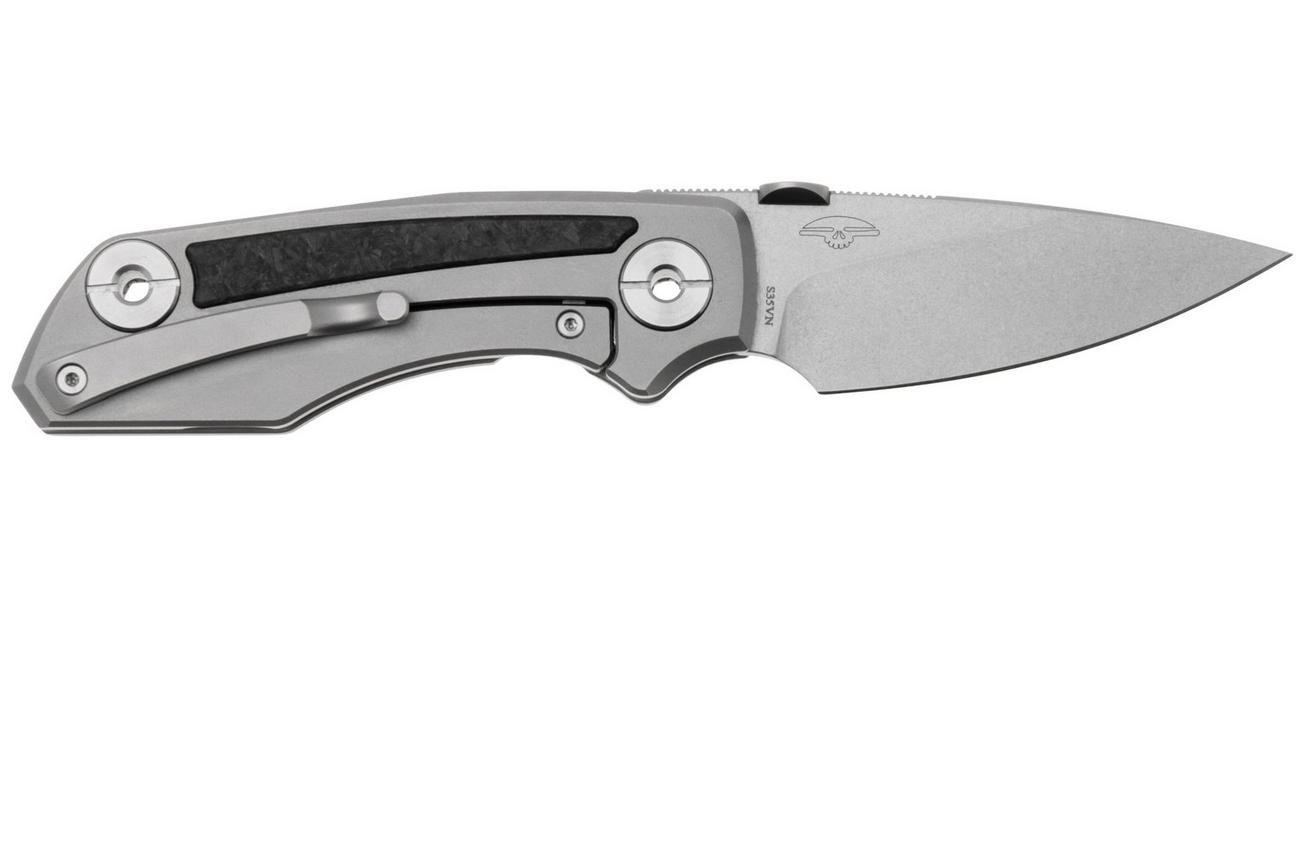 Real Steel Delta 2600, 7101CF, Stonewashed S35VN, Titanium Shredded Carbon Fiber Inlay, zakmes