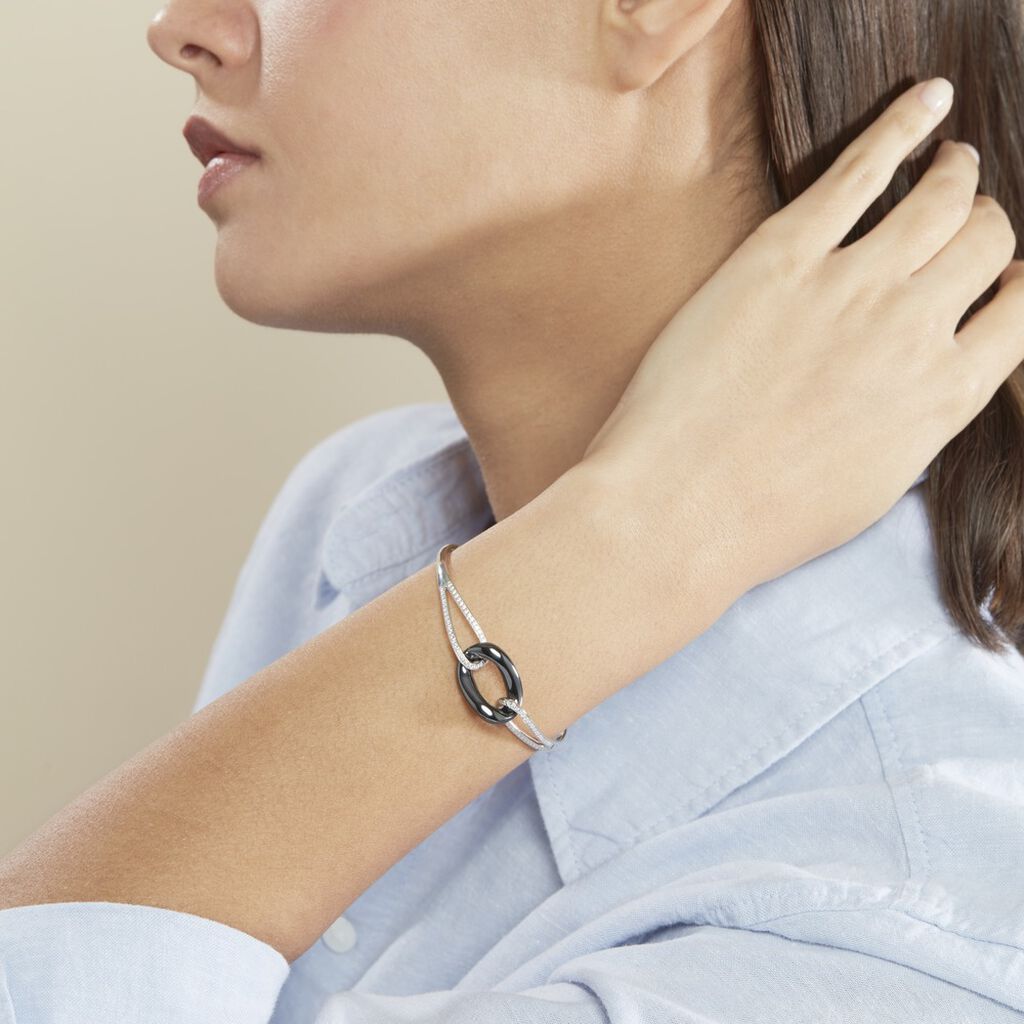 Bracelet Jonc Ceramik Design Argent  Céramique Et Oxyde De Zirconium