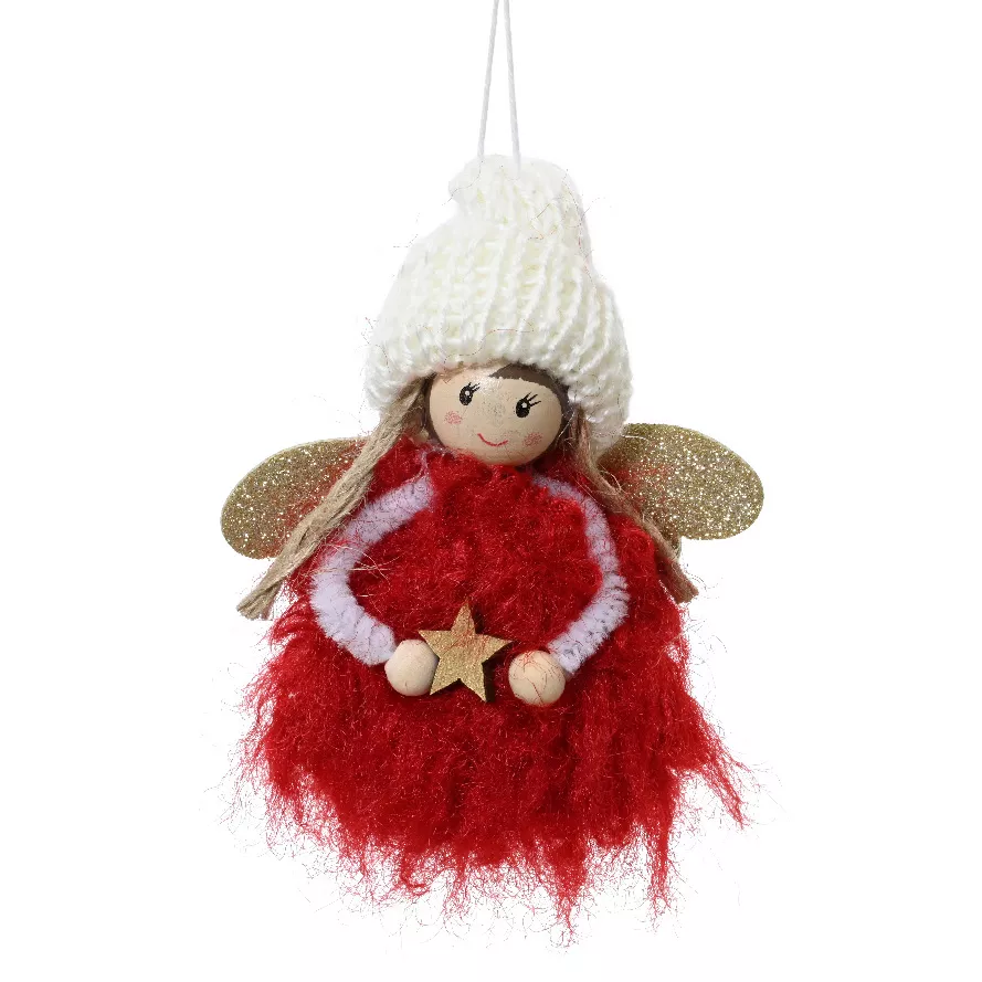 Fée de Noël à suspendre (H9 cm) Princesse Rouge