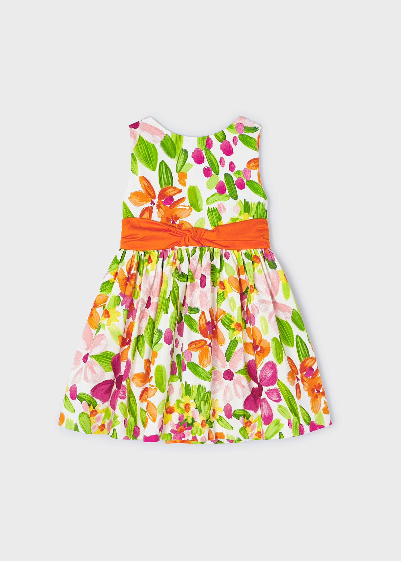 Vestido floral fúcsia com laço nas costas para meninas