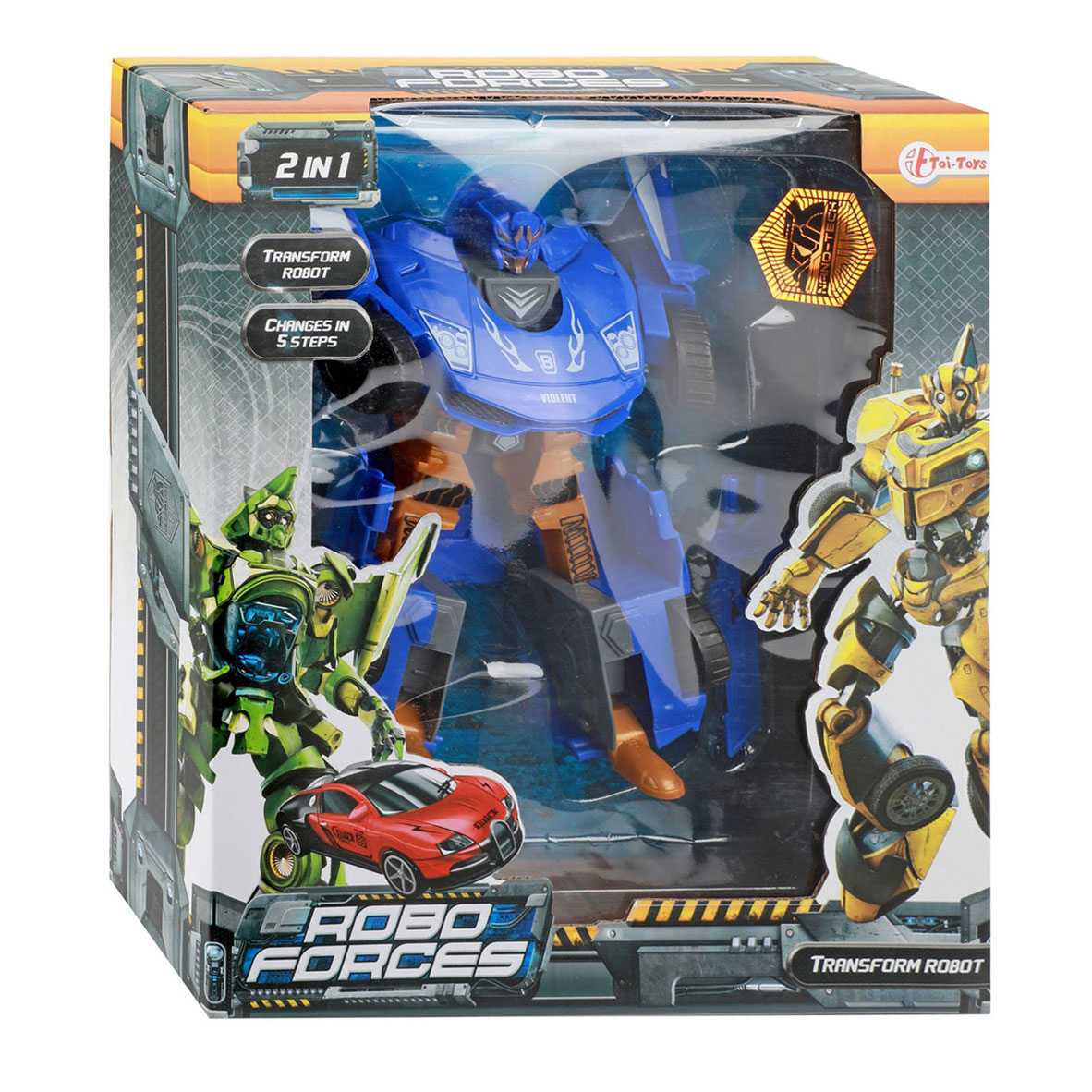 Roboforces Transformeer Auto Robot Blauw