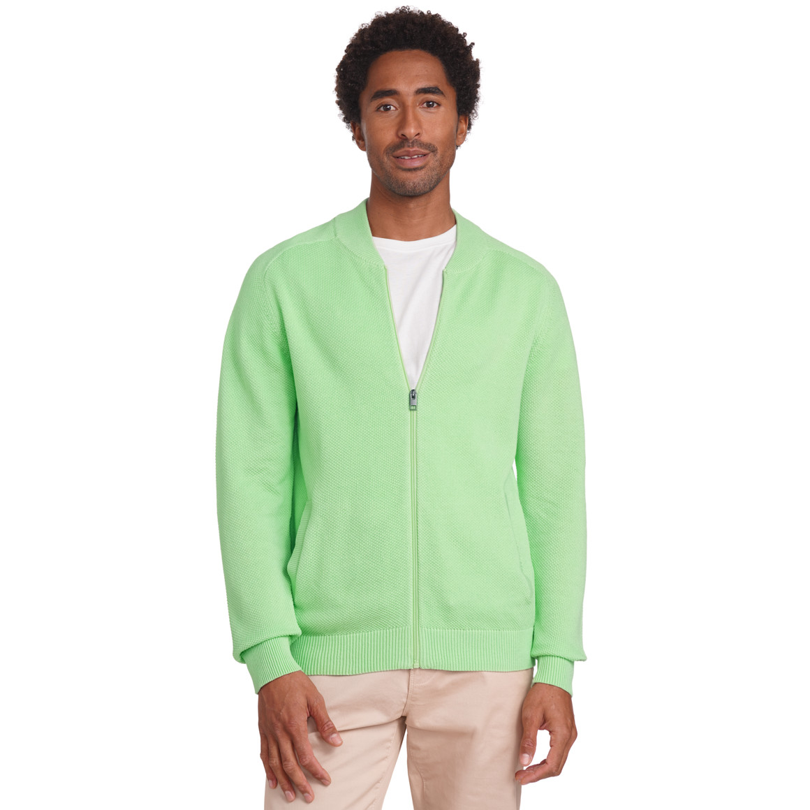 VanVaan Herren Strickjacke mit Reißverschluss hellgrün