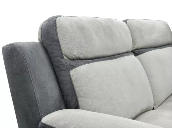 Canapé 3 places relax en microfibre gris clair et bandes anthracites TALCA