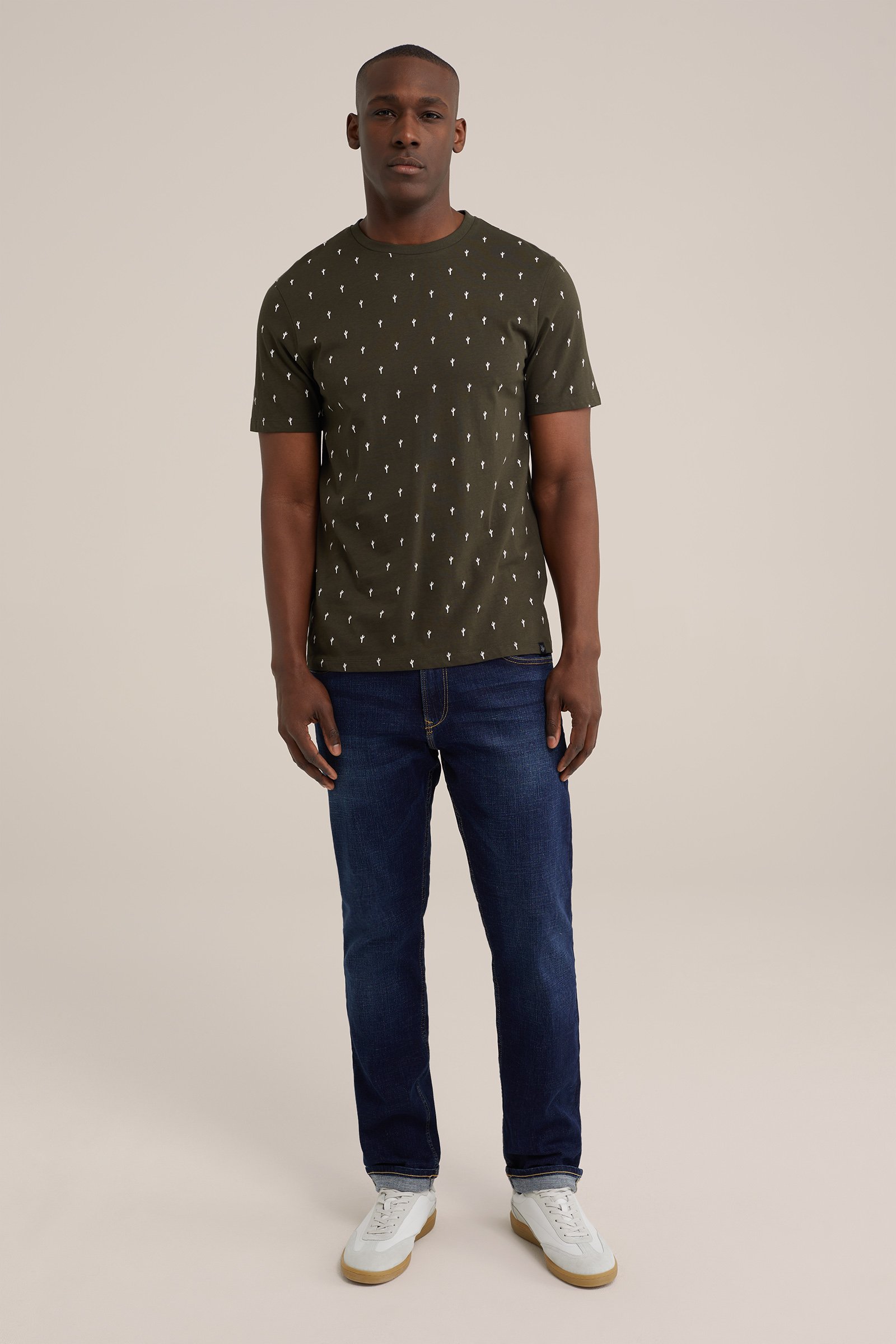 T-shirt met dessin WE Fashion Legergroen